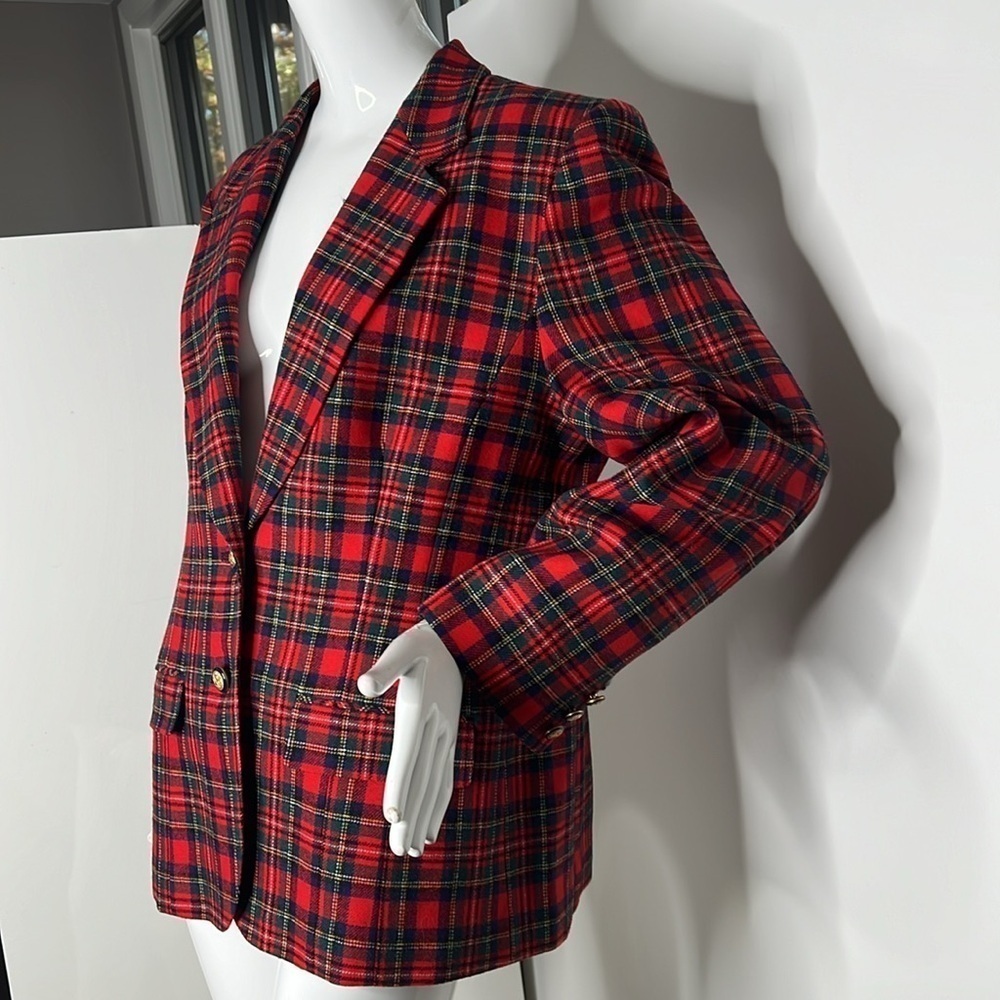 Pendleton Size 16 Wool Tartan Red Green Blue Blazer Fully Lined New with Tags - Picture 2 of 12